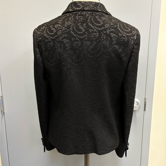Brooks Brothers Size 6 Black Lace Overlay Blazer Textured Tailored Jacket - Picture 4 of 15